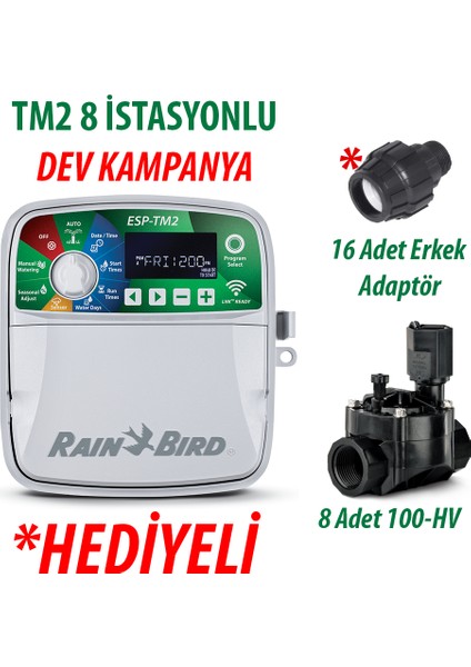 Dış Mekan Tm2-8 Istasyonlu Kontrol Ünitesi ve 8 Adet 100HV Vana Seti