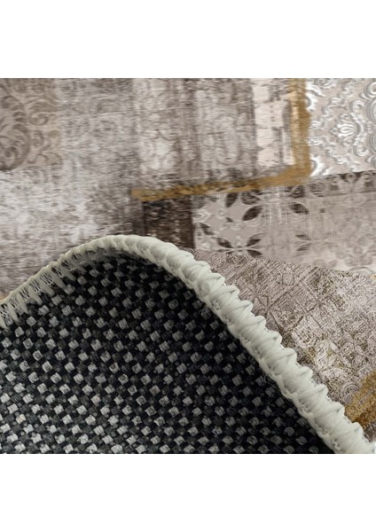 Ilyaki Home Hadley Desenli Kadife Pamuk Tabanlı Yıkanabilen Kaydırmaz Salon Halısı