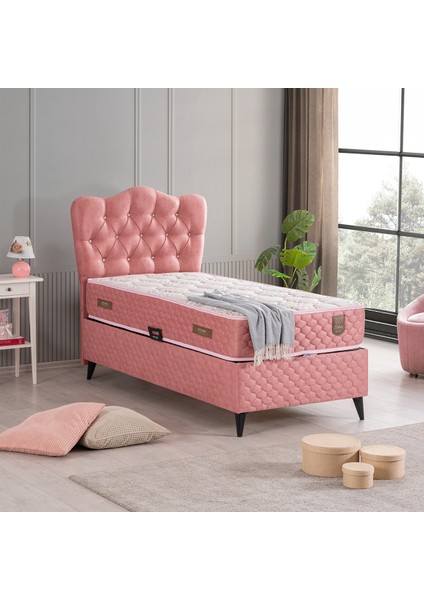 Rose İkili Set Tek Kişilik Baza Başlık Seti - Pembe