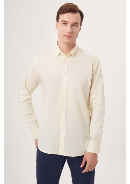 Regular Fit Paşa Yaka Kol İçi Apoletli Sarı Erkek Gömlek GM23Y231146_D17