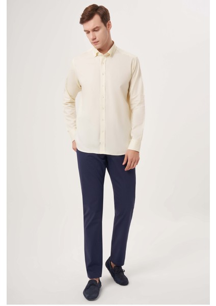 Regular Fit Paşa Yaka Kol İçi Apoletli Sarı Erkek Gömlek GM23Y231146_D17