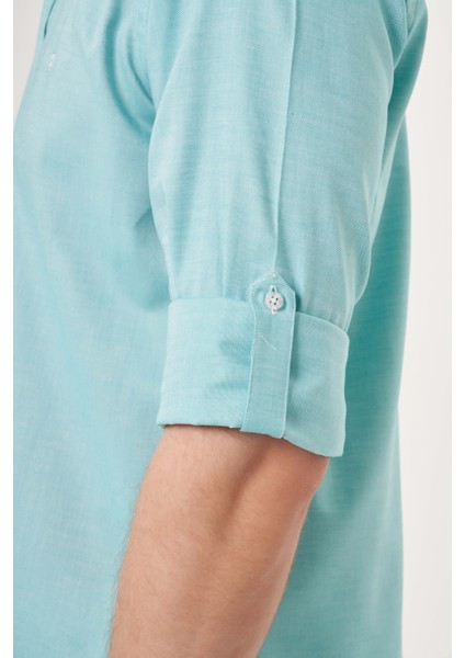 Regular Fit Paşa Yaka Kol İçi Apoletli Yeşil Erkek Gömlek GM23Y231146_D47 indirimleri