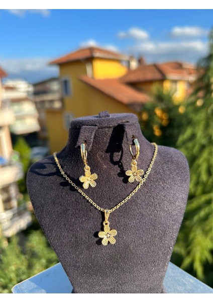 Çiçek Kolye Küpe Set