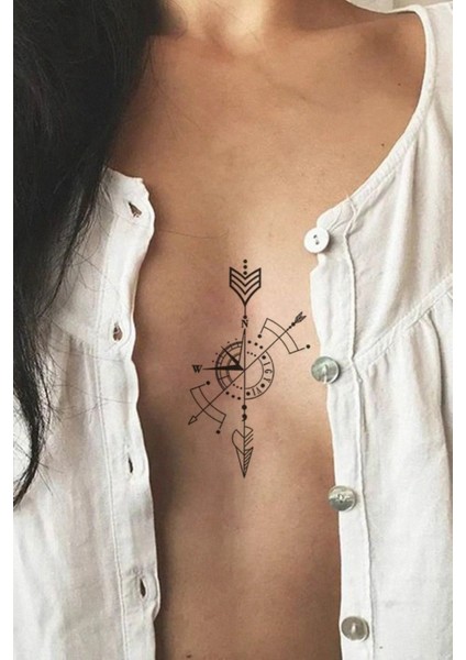Unisex Mini Pusula Geçici Dövme Tattoo Minimal Tattoo Aksesuar Şık Moda Aksesuar