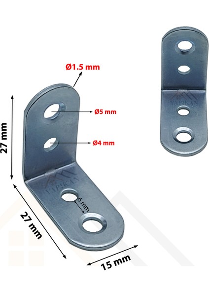 25 Adet L Demir Gönye Köşebent 15 x 27 x 27 M - Mobilya Dolap Raf Masa Kitaplık Çekmece Sabitleme Köşe Birleştirme Aparatı