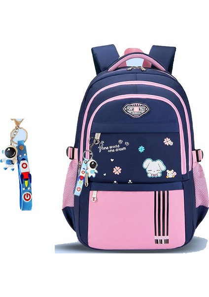 Astronot Desenli Su Geçirmez Büyük Kapasiteli Sırt Çantası - Pembe (Yurt Dışından)