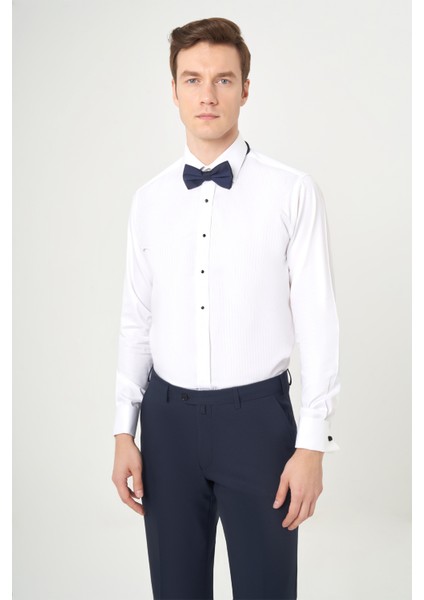 Regular Fit Ata Yaka Beyaz Erkek Gömlek GM23Y231033_D01