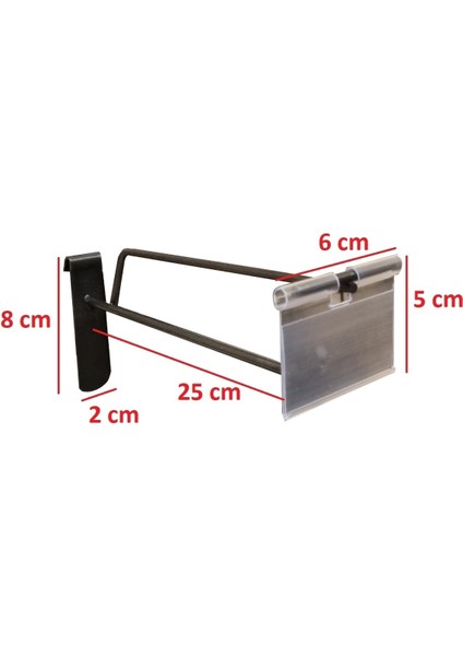 25 cm - 20 Adet Siyah Etiketli Tel Pano Kancası Raf Askısı