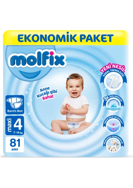 Bebek Bezi 4 Beden Maxi Ekonomik Paket 81 Adet