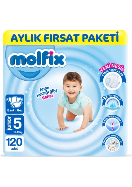 Bebek Bezi 5 Beden Junior Aylık Fırsat Paketi 120 Adet