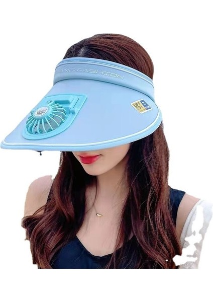 USB Şarj Fan Kapağı Güneş Kremi Geniş Ağızlı Ayarlanabilir Güneş Şapkası (Yurt Dışından)