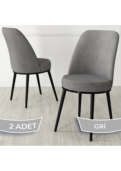 Jaxe Serisi 2 Adet Metal Siyah Iskeletli 1. Sınıf Babyface Kumaş Mutfak Sandalyesi