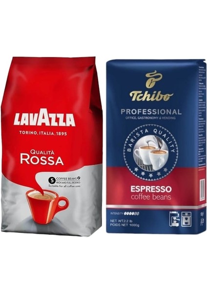 Qualita Rossa Çekirdek Kahve 1 Kg+Tchibo Profesional Espresso Çekirdek Kahve 1 kg