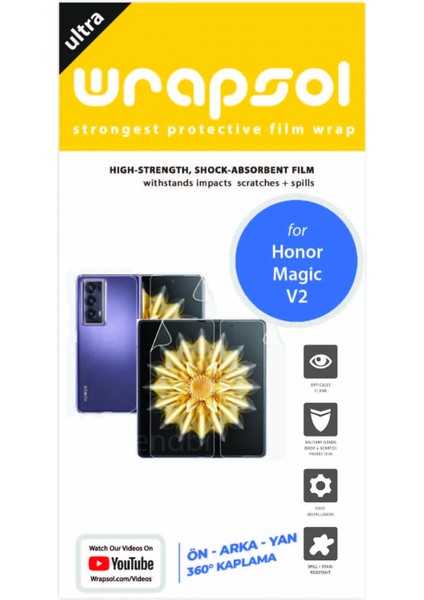 Honor Magic V2 Full Body 360 Derece Kaplama Ön Arka ve Yanları Kaplayan Poliüretan Film fiyatları