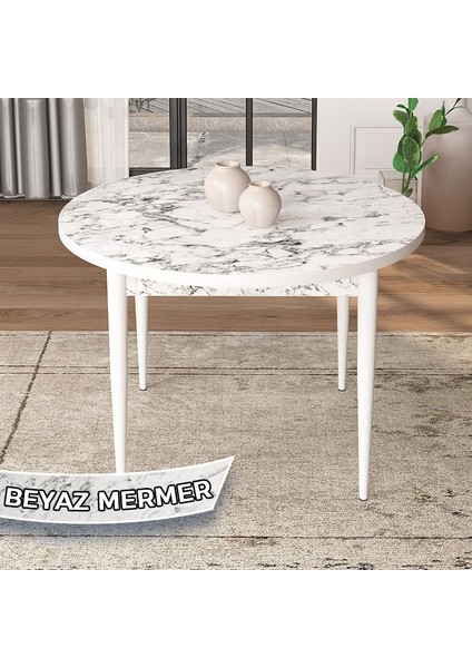 Concept Kea Serisi Yuvarlak Beyaz Mermer Desen Mutfak Masa Takımı ve 4 Babyface Sandalye fiyatları