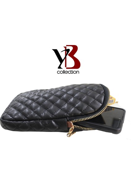 Yb Collection Kapitone Deri Kumaş Zincir Boyun Askılıklı Telefon Çantası Cüzdan Lila AL3943 indirimleri