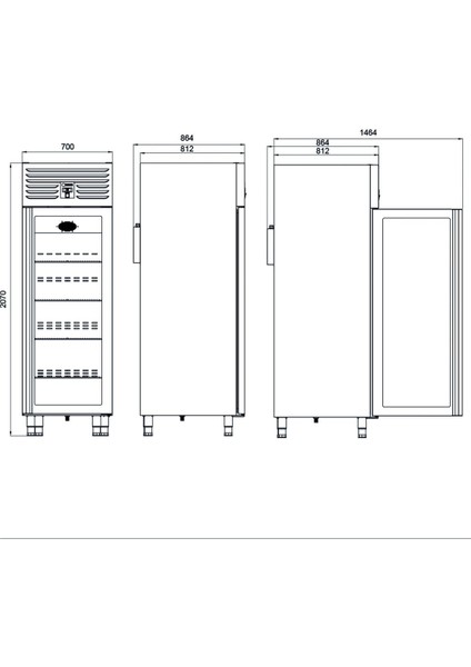 Dik Tip Buzdolabı - 1 Cam Kapılı - 70X87XX210 cm modelleri
