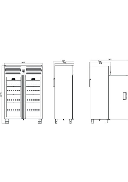 Dik Tip Dondurucu - 2 Cam Kapılı - 140X77XX210 cm modelleri