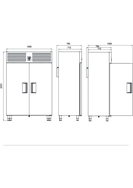 Dik Tip Dondurucu - 2 Kapılı - 140X77XX210 cm