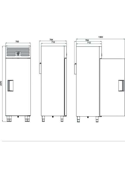 Dik Tip Buzdolabı - 1 Kapılı - 70X77XX210 cm