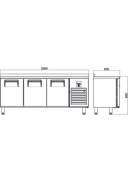 Tezgah Tip Dondurucu - 3 Kapılı - 200X60X85 cm