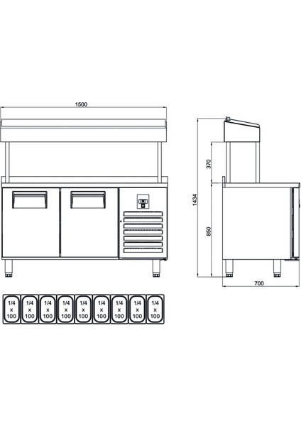 Make Up Buzdolabı - 2 Kapılı - Yüksek 150X70X85/143 cm fırsatları