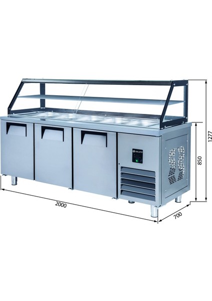 Servis Buzdolabı - 3 Kapılı - Camlı - 200X70X85 cm