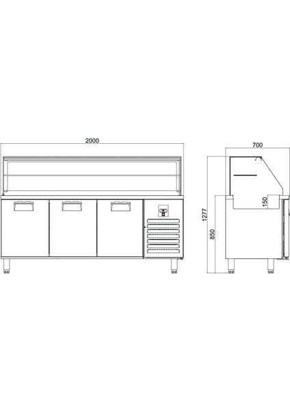 Servis Buzdolabı - 3 Kapılı - Camlı - 200X70X85 cm fırsatları