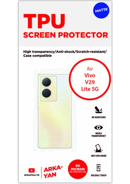 Vivo V29 Lite 5g Mat Arka ve Yan Kaplama Tam Kaplayan Hd Film fiyatları