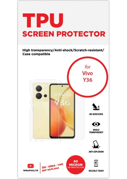 Vivo Y36 Ön Arka ve Yan Kaplama 360 Derece Tam Koruma Full Body Hd Film fiyatları