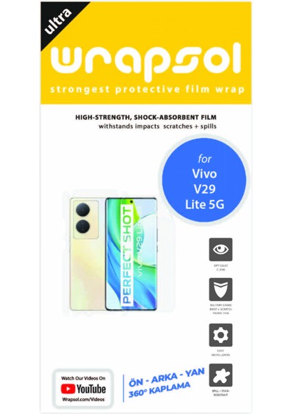 Vivo V29 Lite 5g Full Body 360 Derece Kaplama Ön Arka ve Yanları Kaplayan Poliüretan Film fiyatları