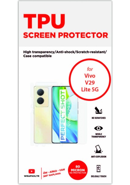 Vivo V29 Lite 5g Full Body 360 Derece Kaplama Ön Arka ve Yanlar Tam Kaplayan Hd Film