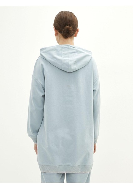 Lcw Modest Kapüşonlu Düz Uzun Kollu Oversize Kadın Sweatshirt Tunik