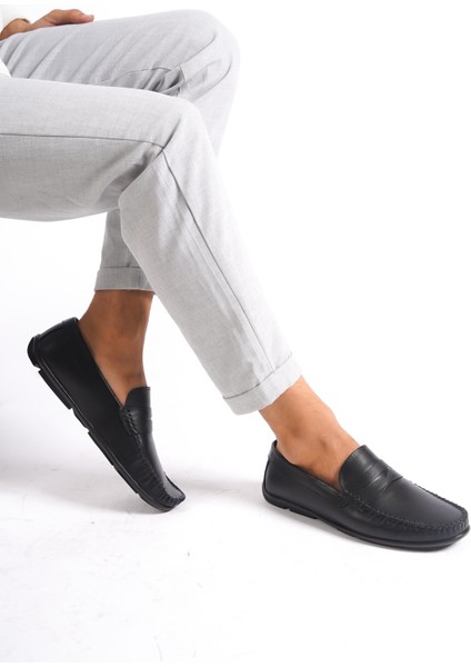 Hakiki Deri SRG666S İç Dış Siyah Erkek Loafer modelleri