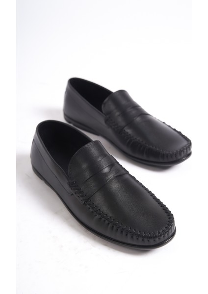 Hakiki Deri SRG666S İç Dış Siyah Erkek Loafer