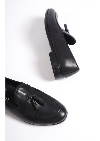 Hakiki Deri MBKRY102S Erkek Siyah Loafer modelleri