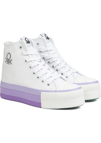 Benetton® | BN-30944 - 3114 Beyaz Lila - Kadın Spor Ayakkabı modelleri