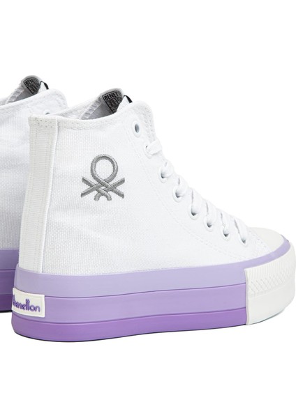 Benetton® | BN-30944 - 3114 Beyaz Lila - Kadın Spor Ayakkabı fırsatları