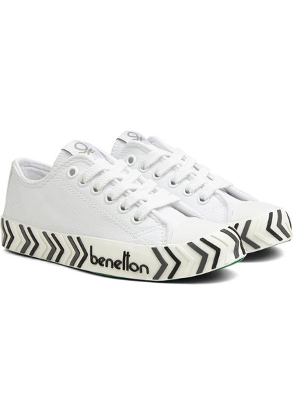 Benetton® | BN-90624-3374 Beyaz Siyah - Kadın Spor Ayakkabı