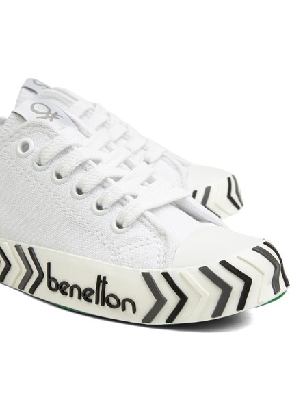 Benetton® | BN-90624-3374 Beyaz Siyah - Kadın Spor Ayakkabı