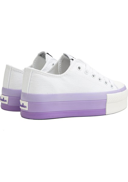 Benetton® | BN-30937 - 3114 Beyaz Lila - Kadın Spor Ayakkabı