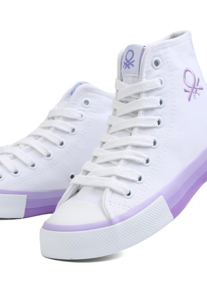 Benetton® | BN-90189 -Beyaz Lila - Kadın Spor Ayakkabı