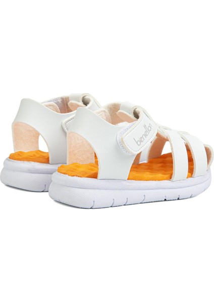 Benetton® | BN-1245- 3610 Beyaz Turuncu - Çocuk Sandalet modelleri
