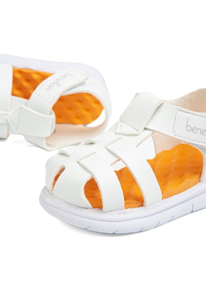 Benetton® | BN-1245- 3610 Beyaz Turuncu - Çocuk Sandalet fırsatları