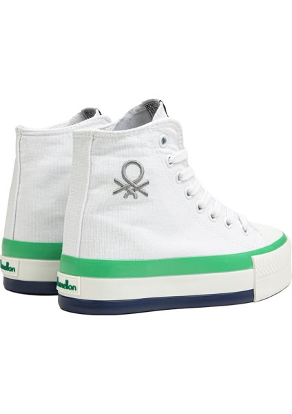 Benetton® | BN-30944 - 3114 Beyaz Yesil - Kadın Spor Ayakkabı
