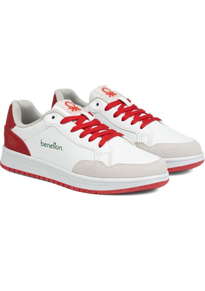 Benetton® | BN-30869 - 3471 Beyaz Kırmızı - Erkek Spor Ayakkabı
