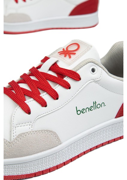 Benetton® | BN-30869 - 3471 Beyaz Kırmızı - Erkek Spor Ayakkabı
