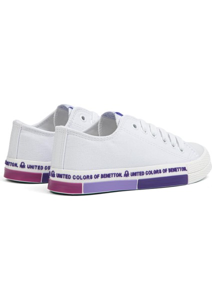 Benetton® | BN-70017 - 3374 Beyaz Lila - Kadın Spor Ayakkabı