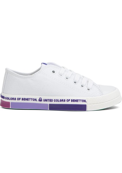 Benetton® | BN-70017 - 3374 Beyaz Lila - Kadın Spor Ayakkabı