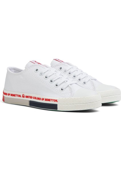 Benetton® | BN-70017 - 3374 Beyaz Kirmizi - Kadın Spor Ayakkabı